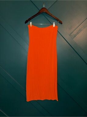 See You Monday Bright Orange Maxi Skirt Strapless Convertible Bodycon Dress